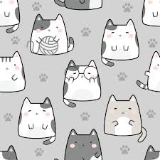 Seamless Pattern Kawaii Cute Cats Cartoon In 2020 Cartoon Cat Cute Cats Cats