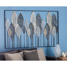 Litton Lane 59 In X 37 In Natural Black White And Bronze Metal Leaf Wall Decor 65650 The Home Depot Metal Leaf Wall Art Wall Decor Tree Wall Decor
