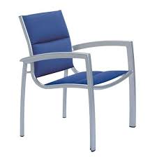 The outdoor dining chair offers a modern look, while providing enhanced comfort. Tropitone South Beach Padded Sling Dining Chair Stackable Pool Furniture Supply