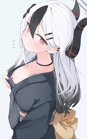 jacket, small breasts, nipple piercing, nipples, white hair - Anime R34