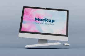 Customizable Floating Desktop Screen Mockup Design Template In 2020 Computer Mockup Mockup Design Design Template