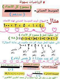 المتوسط الحسابي الرياضيات بسهولة رياضيات ابحث و تأكد بنفسك جل من لا يسهو Middle School Math Math Middle School
