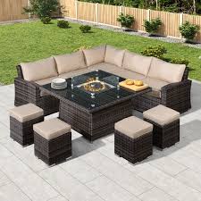 We will contact you for the remaining balance when your furniture is ready to be delivered.*** dine outside in style long into the evenings with the new york corner dining sofa set with. Deluxe Fire Pit Corner Set Brown
