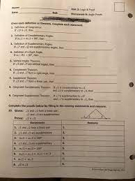 Some of the worksheets for this concept are unit 1 angle.unit 4 congruent triangles homework 5 exterior angle theorem homework answers : Solved Name Unit 2 Logic Proof Homework 8 Angle Proo Chegg Com