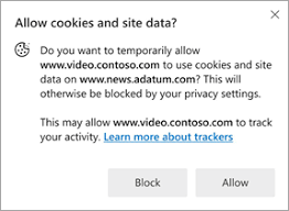 Allow + pronoun + to + infinitive: Temporarily Allow Cookies And Site Data In Microsoft Edge