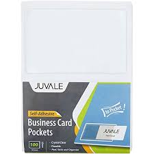 Keylion 10 heavy duty id card badge holder clear vertical vinyl pvc with type. Amazon Com Clear Adhesive Business Card Sleeves 100 Pieces Cardstock Papers Office Products