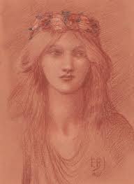 Sir Edward Coley Burne-Jones, Bt., A.R.A., R.W.S (1833-1898), Portrait of  Lady Gwendolen Gascoyne-Cecil (1860-1945), bust-length, with a wreath of  red and white roses in her hair