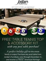 Choose from a variety of tables and seating options in different shapes, sizes, wood finishes, and upholstery fabrics. Jordan S Furniture Free Gift With Any Pool Table Purchase Milled