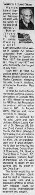 Obituary for Warren Leland Starr, 1939-2011