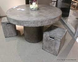 3000 x 1200 ironstone white concrete table with steel hoop legs. 48 Round Dining Table Solid Concrete Cement Modern Sealed Indoor Outdoor Ebay