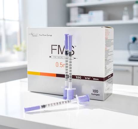 FMS 32G Fine Micro Syringes 0.5ML Box of 100 | My Medical Supplies
