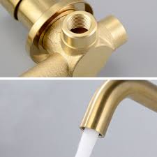 I am liking the freshness of some of the gold colored hardware, but i think i don't much. Wall Mount Brushed Gold Brass Bathroom Sink Faucet Single Handle Mixer Tap