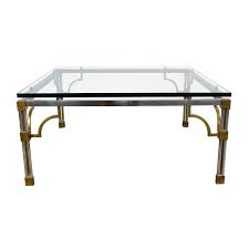 Labarge gueridon style hollywood regency brass glass swans side end table. 90 Off Vintage Brass And Glass Coffee Table Tables
