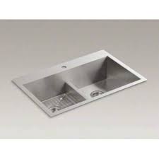 If you don't want to wash the dishes, cutting. Kohler Vault 33 Double Bowl 18 Gauge Stainless Steel Kitchen Sink With Smart Divide With Single Faucet Hole K 3838 1 Na Drop In Or Undermount Installation 9 Inch Bowl Kitchenfaucets Com