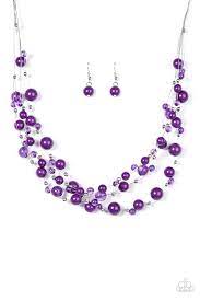 Set The World On Wire Purple Purple Necklace Necklace Paparazzi Jewelry