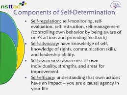 Components Of Self Determination 1 Self Regulation Self Monitor Self Mgmt Self Evaluation Self Instruc Self Advocacy Self Regulation Leadership Abilities