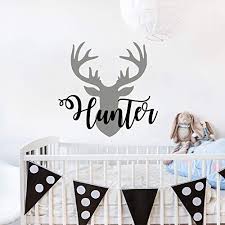 Choose from popular wall art styles, different sizes and room decor ideas! Amazon Com Personalized Boy Name With Deer Antlers Wall Decal Nursery Deer Head Wall Vinyl Sticker Rustic Nursery Wall Decor Baby Name Hunting Themed Woodland Wall Decor Custom Name Wall Decals For Boys