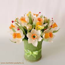 поделки на 8 марта из гофрированной бумаги и конфет Predyavite Bilet Chto Ya Mog Skazat V Otvet Vot Buket Iz Konfet Na Tramvaj Bileta Net Buketyizkonfetnazakaz Buketizkonfetmo Svit Dizajn Pinte