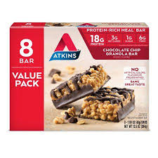 Atkins Protein Rich Meal Bar Chocolate Chip Granola Keto Friendly 8 Count Walmart Com In 2020 Chocolate Chip Granola Bars Atkins Bars Meal Replacement Bars