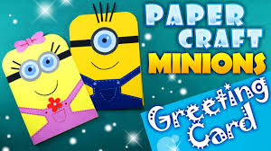 There are two layers on the card, in the first layer there is a white color with a blue border, not to mention the minion character with its nosy face. Diy Minions Greeting Card Simple Craft Youtube