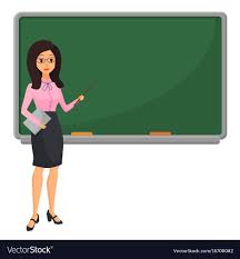 Young Female Teacher Near Blackboard Teaching Student In Classroom At School College Or University Flat Teacher Cartoon Teacher Images Teachers Illustration