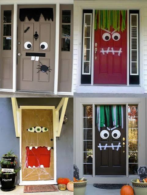 DIY Halloween Door Ideas | Halloween door decorations contest apartment, Halloween door covers diy, Green monster