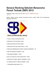 Walau bagaimanapun, perbezaan yang berlaku meliputi perumahan dan makanan. Senarai Ranking Sekolah Berasrama Penuh Terbaik
