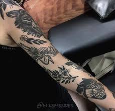 Black American Traditional Tattoo Tattoo Sleeve Old School American Traditional Style 29 Ideas Tattoo Tattoos Trendy Tattoos Traditional Tattoo Sleeve