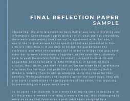 A reflection paper is a type of paper that requires you to write your opinion on a topic, supporting it with your observations and personal . Reflection Paper On Behance