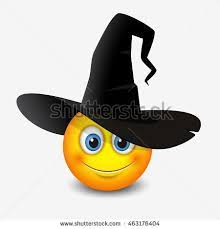 Cute Emoticon Wearing Witch Hat Smiley Emoji Vector Illustration Emoticon Smiley Emoji Funny Emoji Faces