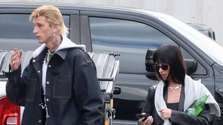 Dakota Johnson and Machine Gun Kelly leaving Chateau Marmont in Los Angeles in October 2026.
