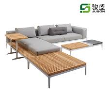 Loveseat set in weathered finish. China Hihg Quality Aluminium Frame Teak Wood Patio Furniture Manufacturer China Modern Outdoor Furniture Garden Sofa