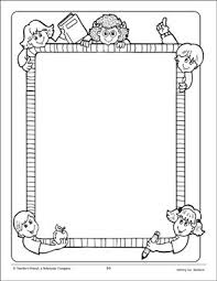 Black And White Kids Border Big Pencil Design Paper Page Printable Unlined Stationery Kids School School Tool School