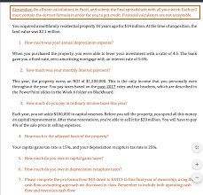 Fixed asset record with depreciation. Remember Do All Your Calculations In Excel And Chegg Com