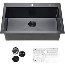 At tap warehouse, we have white ceramic, granite and even stainless steel kitchen sinks available for speedy delivery to your door. Buy Vccucine Kitchen Sink 33 X 22 Inch Modern Square Single Bowl Stainless Steel Basin Two Hole Black Drop In Topmount Kitchen Sink 18 Gauge Metal Laundry Sink With Strainer Online In Turkey B08vn7pd3f