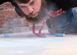 Artist turning drab downtown sidewalks turned into colorful creations