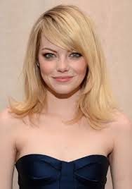 Long hairstyles with bangs is a good choice for you. Emma Stone Layered Medium Length Hairstyle With Side Swept Bangs Hairstyles Weekly