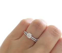 100 Swarovski Wedding Ring Set Sterling Silver Rhodium Plated Bridal Set Engagement Ring S Rose Gold Engagement Ring Wedding Ring Sets Leaf Engagement Ring