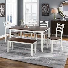 Not all dining room sets have chairs. Wood Dining Table And Chair Set Of 6 Dining Room Set For 6 Persons With Bench