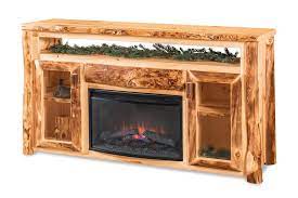 The unit will accommodate a tv of up to 46 inches in width and it can support up to 85 pounds in weight. Rustic Log Tv Cabinet With Electric Fireplace From Dutchcrafters