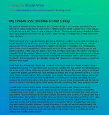 Check spelling or type a new query. My Dream Job Chef Free Essay Example Studydriver Com