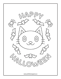 Halloween Cat Coloring Page Digital Download – Pink Flamingo Party Co.