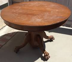 Antique Round Oak Claw Foot Dining Or Kitchen Table W 4 Leaf Vintage Circa 1920s Round Oak Dining Table Round Dining Room Table Antique Dining Room Table