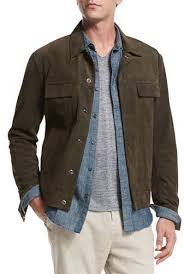 Suede trucker jacket mens uk. Vince Suede Trucker Jacket Olive 895 Neiman Marcus Lookastic