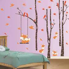 Two people are needed to assemble this furniture. Cute Fox Forest Wall Sticker Trees Birds Decal Kid Room Children Bedroom Decor Ebay