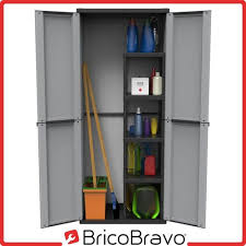 Assemblage de menuiserie fermé par une porte et occupant généralement une encoignure ou un renfoncement. Armoire Haute De Jardin En Resine Compartiment Range Balais J Line368 Rakuten
