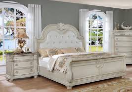 Bedroom sets for sale at bedroom furniture discounts. Buy Crown Mark B1630 Stanley Queen Sleigh Bedroom Set 3 Pcs In White Antique White Faux Leather Online
