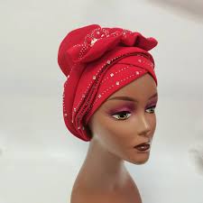 Copricapo da donna africano con perline copricapo nigeriano già realizzato  foulard automatico Gele per la festa DM906-2