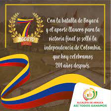 El lunes 2 de noviembre se conmemora el 'día de todos los santos', el lunes 16 de noviembre se celebra la 'independencia de cartagena', el martes 8 de diciembre se lleva a cabo el 'día de la inmaculada concepción' y el viernes 25 de diciembre será el último feriado que se presente en el país tras la navidad. Hoy Se Celebra En Colombia La Batalla Alcaldia De Arauca Facebook