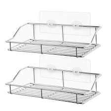 Caractéristiques des étagères murales salle de bain ou cuisine le: Etagere De Salle De Bain Douche Murale Adhesif Sans Trace De Caddie Organisateur De Stockage Sans Percage Grille Cuisine En Acier Cdiscount Maison